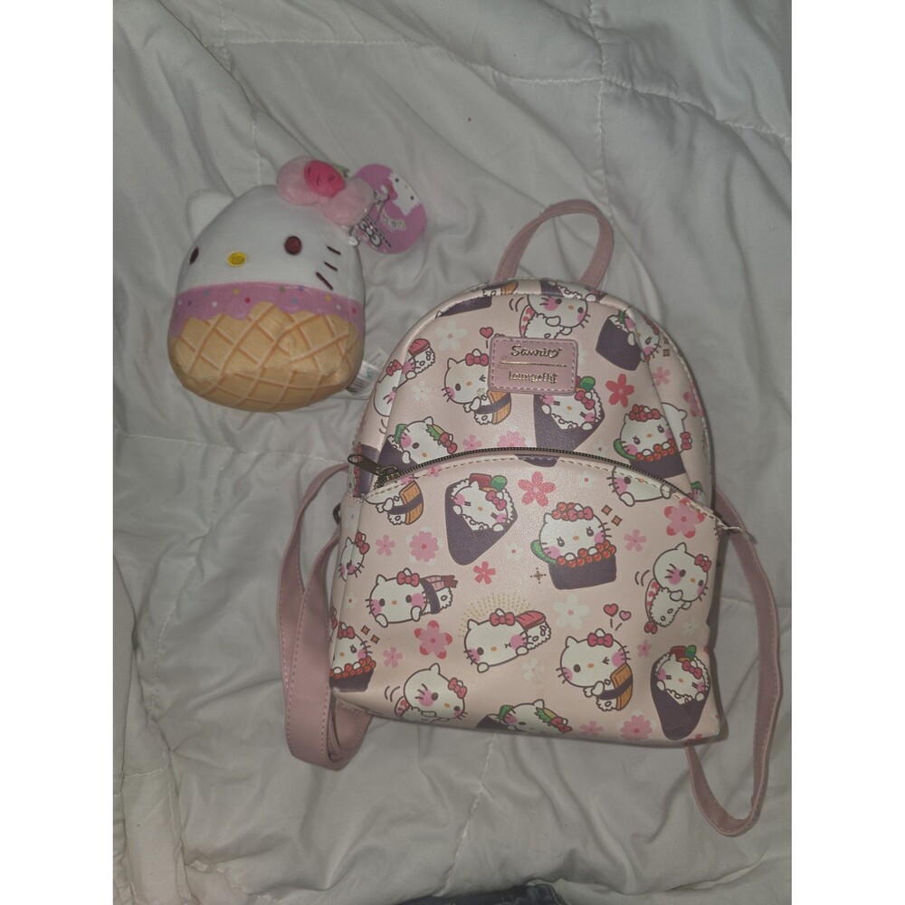 Loungefly Sanrio hello kitty sushi print mini backpack bookbag and plush toy!